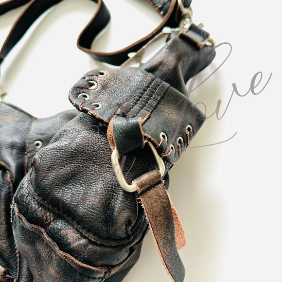 FREE PEOPLE We The Free Baby Leigh Distressed Tote In Aged Graphite NWT - Picture 7 of 14